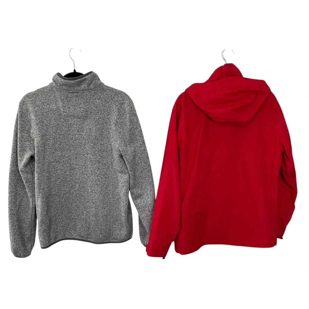 L.L. Bean Men's Small‎ 3 in 1 Sweater Fleece Jacket Red Gray Coat Waterproof